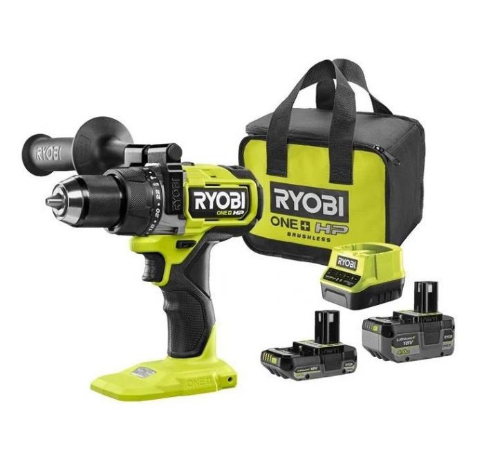 Шурупокрут-дриль ударний акумуляторний Ryobi ONE+ HP RPD18X-242S 18В 1х2А·год 1х4А·год ЗП 95Нм 500·2100об·хв 1.3кг сумка