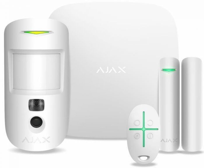 Комплект охоронної сигналізації Ajax HDR StarterKit Cam, hub 2, motioncam HDR, doorprotect, spacecontrol, jeweller, бездротовий, білий