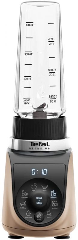 Блендер Tefal стаціонарний Blend UP, 1000Вт, чаша-700мл, тритан, чорно-золотистий