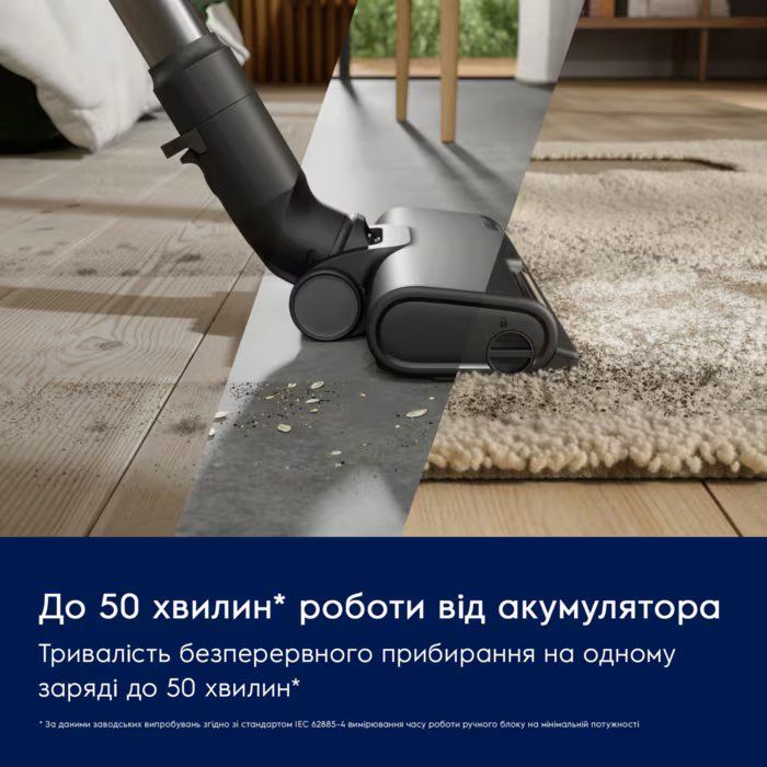 Пилосос Electrolux безпровідний, конт пил -0.5л, автон. робота до 50хв, вага-2.49кг, НЕРА12, 2 насадки, зелений