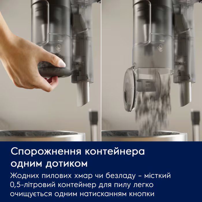 Пилосос Electrolux безпровідний, конт пил -0.5л, автон. робота до 50хв, вага-2.49кг, НЕРА12, 2 насадки, зелений