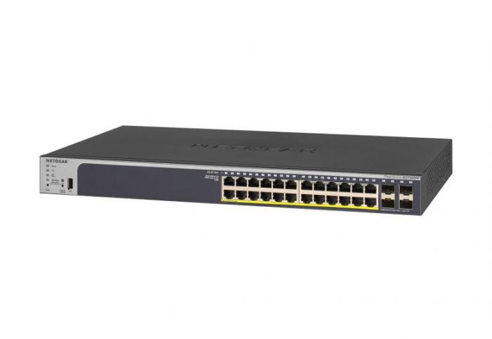 Комутатор NETGEAR GS728TP 24xGE PoE, 4xSFP, 190Вт, Керований L2