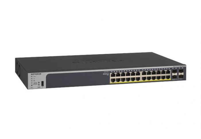 Комутатор NETGEAR GS728TP 24xGE PoE, 4xSFP, 190Вт, Керований L2