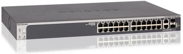 Комутатор NETGEAR GS728TXP 24xGE PoE, 2x10GE, 2xSFP+, 195Вт, Керований L2