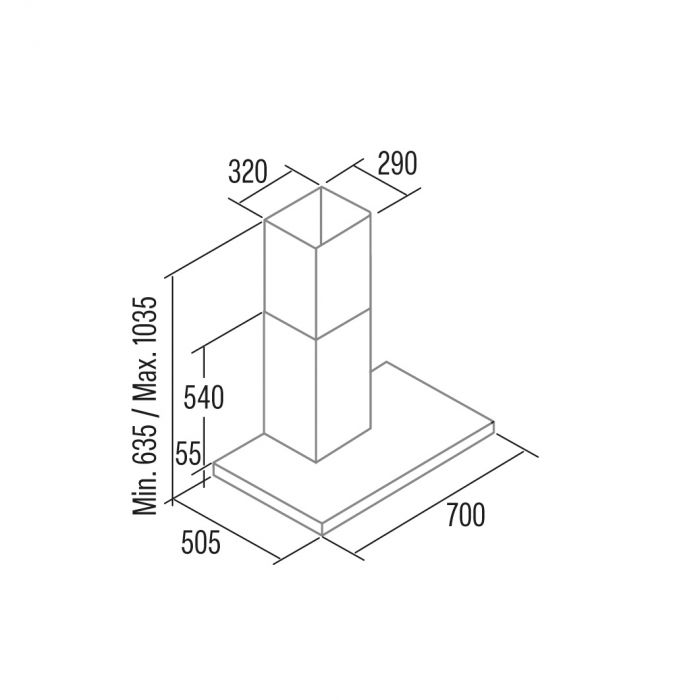 Витяжка Cata T-подібна, 70см, 1065м.куб/год, Legend 700 x, нерж