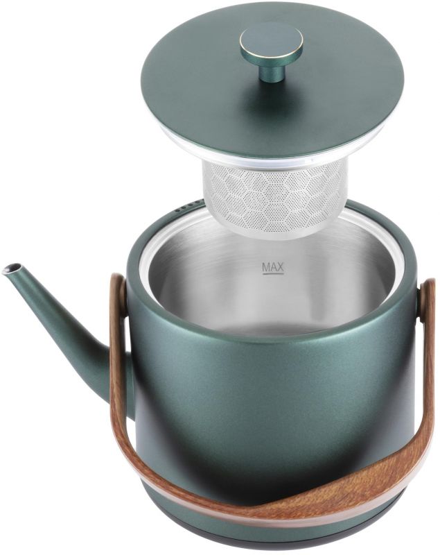 Електрочайник Catler 0.6л, Strix, заварник, нерж. сталь, підтримка температури, сенс. керув., темно-зелений