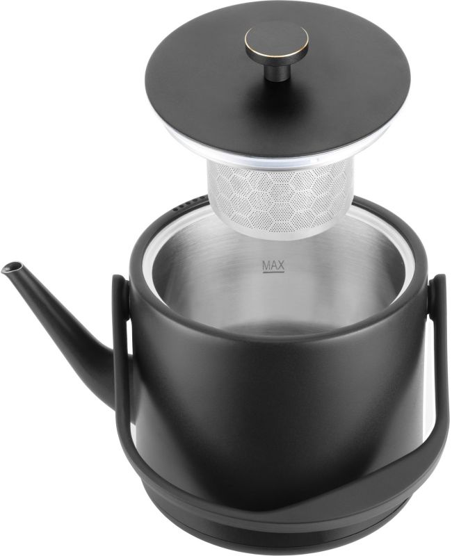 Електрочайник Catler 0.6л, Strix, заварник, нерж. сталь, підтримка температури, сенс. керув., чорний