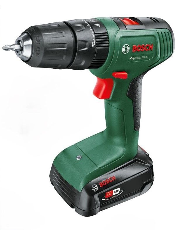 Шурупокрут-дриль акумуляторний Bosch EasyImpact 18V-40 18В 2х2А·год 20·38Нм 0-430·0-1630об·хв кейс ЗП набір з 34 предметів (АС Xline) 1.4кг