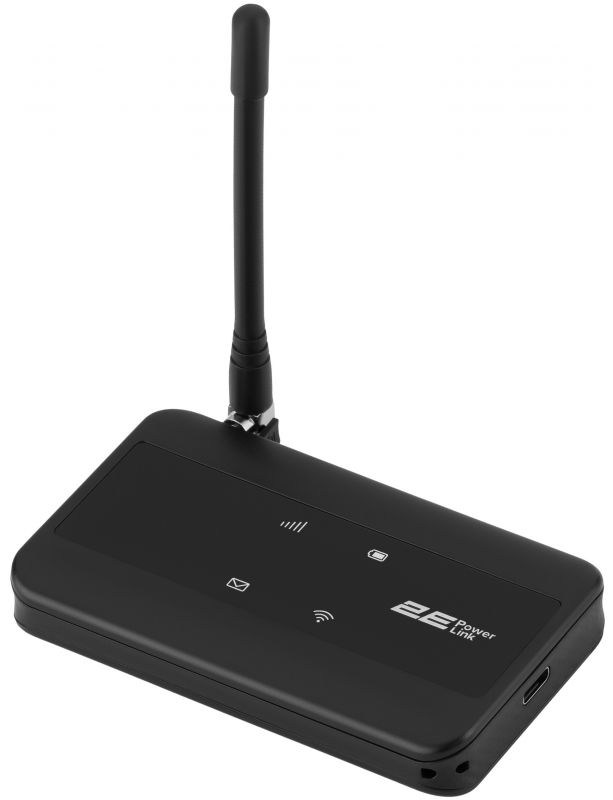 Мобільний маршрутизатор 2E PowerLink (MiFi-2) LTE, Wi-Fi4, 1xType-C, 1xCRC9, 2100мА•год чорний