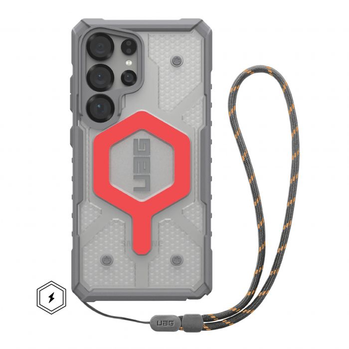 Чохол+ремінець UAG для Samsung Galaxy S25 Ultra, Pathfinder Clear with Magnet Bundle, Active Lava Lanyard