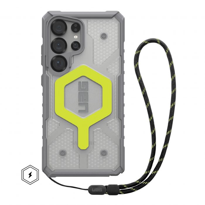 Чохол+ремінець UAG для Samsung Galaxy S25 Ultra, Pathfinder Clear with Magnet Bundle, Active Neon Lanyard