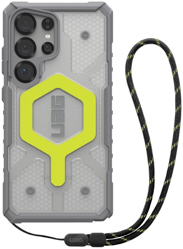 Чохол+ремінець UAG для Samsung Galaxy S25 Ultra, Pathfinder Clear with Magnet Bundle, Active Neon Lanyard