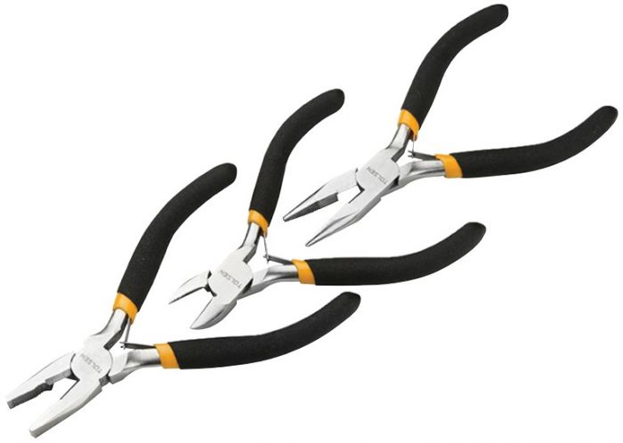 Плоскогубці Tolsen комбіновані, подовжені, бокорізи, набір 3шт