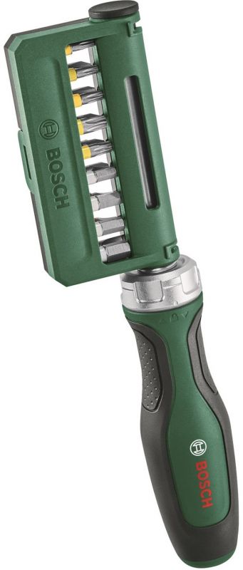 Викрутка Bosch з тріскачкою, 18 біт, 225мм, сталь CrV