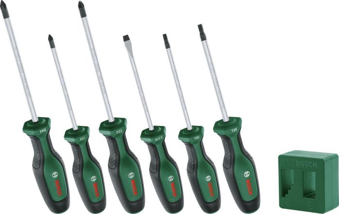 Викрутка Bosch набір 6шт, SL 4 мм, PH2х125 мм, PZ1х100 мм, PZ2х125 мм, Т20х100, Т25х100