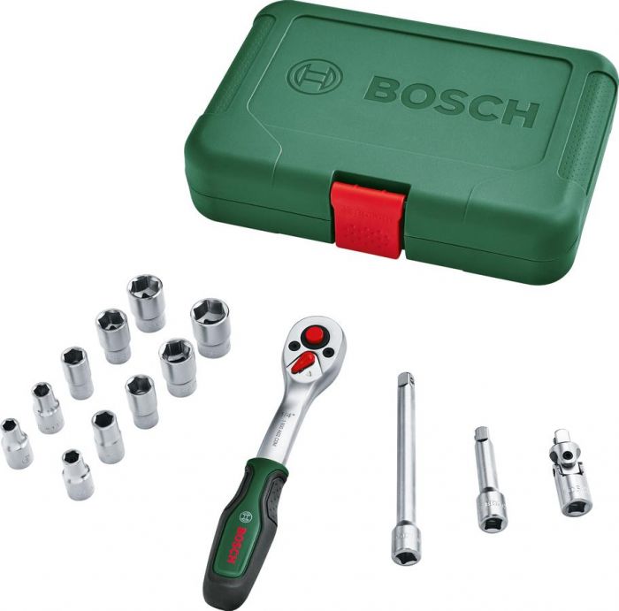 Набір інструментів Bosch, торцевих головок, 14шт, 1/4", кейс