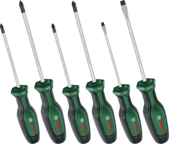 Викрутка Bosch набір 6шт, SL 4, 6.5 мм, PH1х100 мм, PH2х125 мм, PZ1х100 мм, PZ2х125 мм