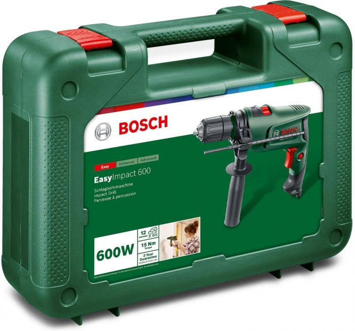 Дриль ударний Bosch EasyImpact 600 600Вт ШЗП 1.5-13мм 3000об·хв 1.7кг кейс