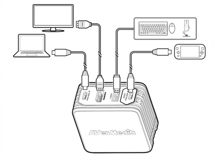 Зарядний пристрій AVerMedia GC313 CORE GO 100Вт 2хUSB-С, 1хUSB-A, 1xHDMI, чорний