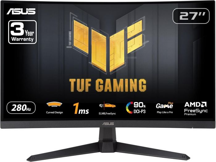 Монітор Asus 27" TUF Gaming VG27VQM1B DVI, 2xHDMI, DP, MM, VA, 280Hz, 1ms, DCI-P3 90%, CURVED, AdaptiveSync