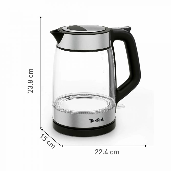 Електрочайник Tefal Glass Kettle 1.7л, скло, з підсвіткою, чорно-срібний