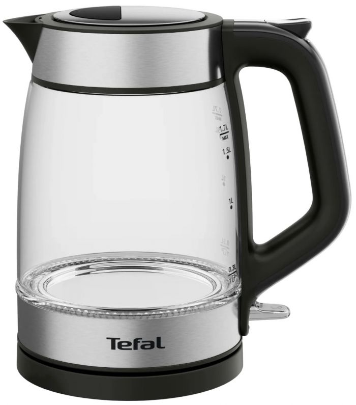 Електрочайник Tefal Glass Kettle 1.7л, скло, з підсвіткою, чорно-срібний