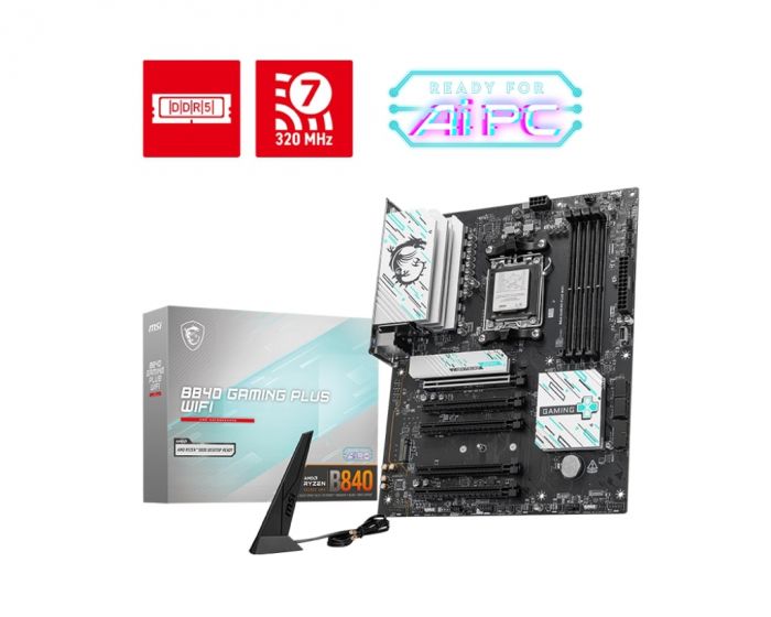 Материнcька плата MSI B840 GAMING PLUS WIFI sAM5 B840 4xDDR5 M.2 HDMI WiFi BT ATX