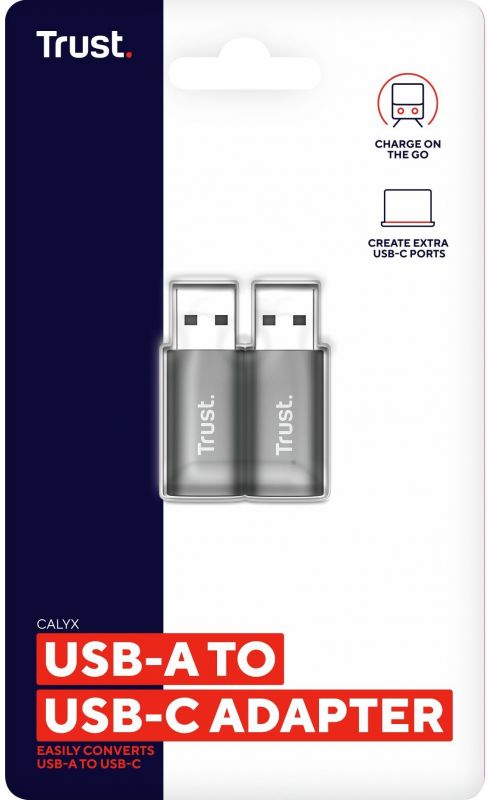 Адаптер Trust Calyx USB-C > USBA3.2, 2шт, чорний