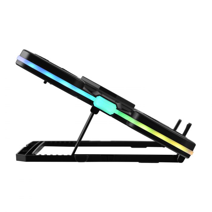 Підставка для ноутбука 2E GAMING CPG-012, до 17.3", 1xUSB-C, LCD/semiconductor cooling pad, RGB, чорний