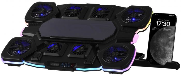 Підставка для ноутбука 2E GAMING CPG-012, до 17.3", 1xUSB-C, LCD/semiconductor cooling pad, RGB, чорний