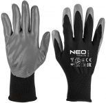 Рукавички робочі Neo Tools комплект 12шт, поліестер з нітриловим покриттям, р.11, сіро-чорний