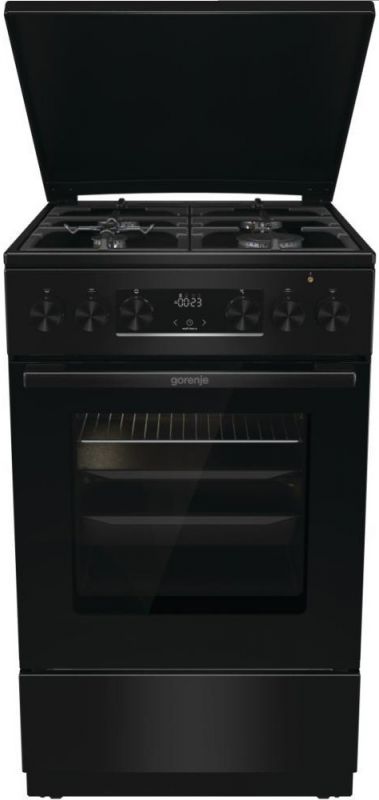 Плита Gorenje комбінована, 70л, 50x60см, дисплей, чавун, чорний