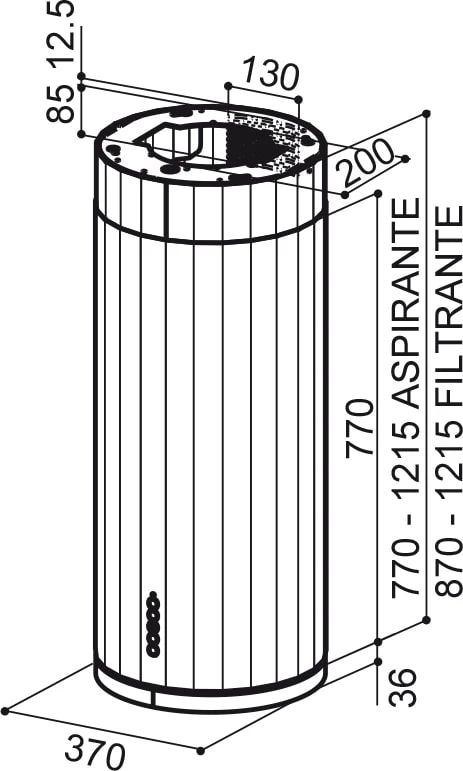 Витяжка Faber острівна, 37см, 1169м.куб/год, Corinthia Isola Ev8+ Dg Matt/Concrete A37, темно-сірий матовий