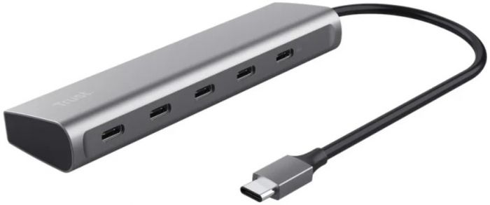 Хаб Trust Halyx USB-C  > 5xUSB-C , Алюміній, 0.1м, сірий