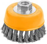 Щітка чашкова Tolsen, торцева, переплетений дріт 0.5мм, 125мм, різьблення M14