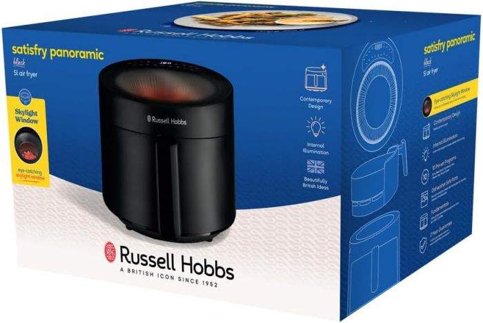 Мультипіч Russell Hobbs Satisfry Panoramic- 1500Вт, чаша-5л, сенсорне управл., 10 авто. програм, пластик/скло, чорний