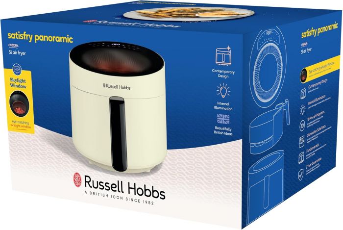 Мультипіч Russell Hobbs Satisfry Panoramic- 1500Вт, чаша-5л, сенсорне управл., 10 авто. програм, пластик/скло, кремовий