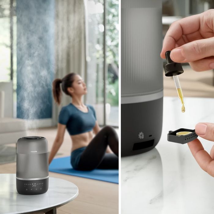 Зволожувач повітря Philips традиційне зволоження Series 1000, 41м2, 3л, 275мл/г, електр. кер-ння, режим сну, нічник, темно-синій