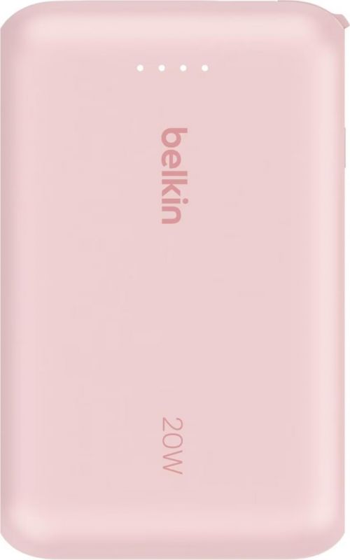 Акумулятор портативний літій-іонний Power Bank Belkin 10000мА·год, 20Вт, з інтегрованим кабелем USB-C, рожевий