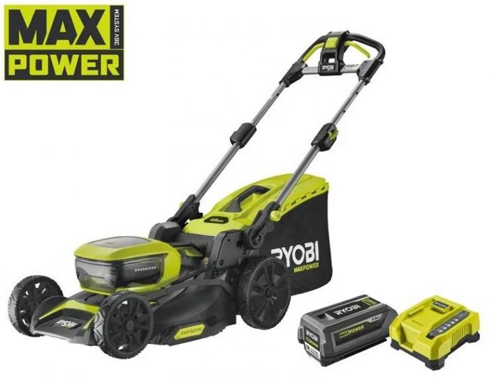 Газонокосарка акумуляторна Ryobi Max Power RY36LMX46A-150 36В акб 1х5А·год 46см 55л 25-75мм 22.5кг