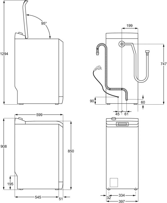 Пральна машина Electrolux вертикальна, 7кг, 1300, A+++, 60см, дисплей, пара, інвертор, білий