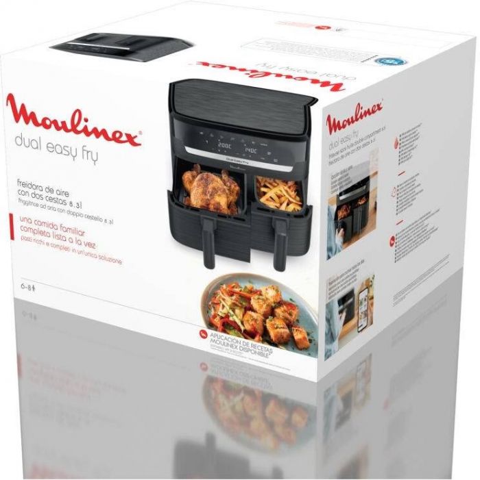 Мультипіч Moulinex Dual Easy Fry, 2700Вт, чаша-5.2+3.1л, сенсорне керув., 2 чаши, гриль, пластик, чорний