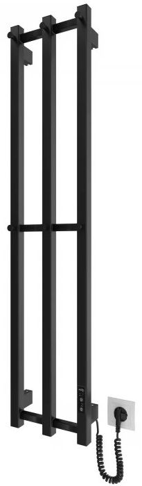 Рушникосушка Hygge Family електрична Slim, 1170х250х80мм, таймер-регулятор, сталь, чорний матовий