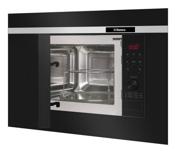 Мікрохвильова піч Hansa вбудовувана, 20л, електр.управл., 700Вт, гриль, дисплей, відкр.кнопкою, чорний