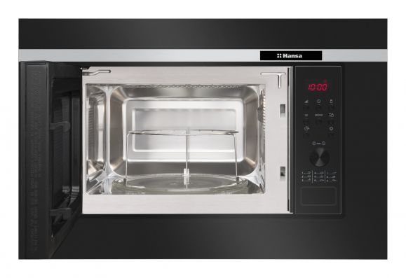Мікрохвильова піч Hansa вбудовувана, 20л, електр.управл., 700Вт, гриль, дисплей, відкр.кнопкою, чорний