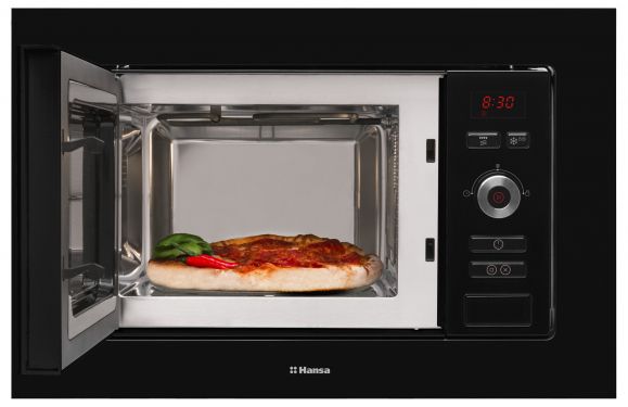 Мікрохвильова піч Hansa вбудовувана, 20л, електр.управл., 800Вт, гриль, дисплей, відкр.кнопкою, чорний