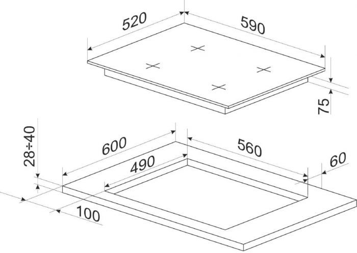 Варильна поверхня Hansa газова, 59см, чавун, чорний