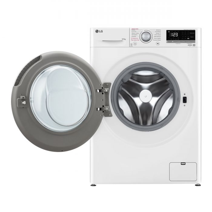 Прально-сушильна машина LG фронтальна, 9(5)кг, 1200, А, 48см, дисплей, пара, інвертор, білий