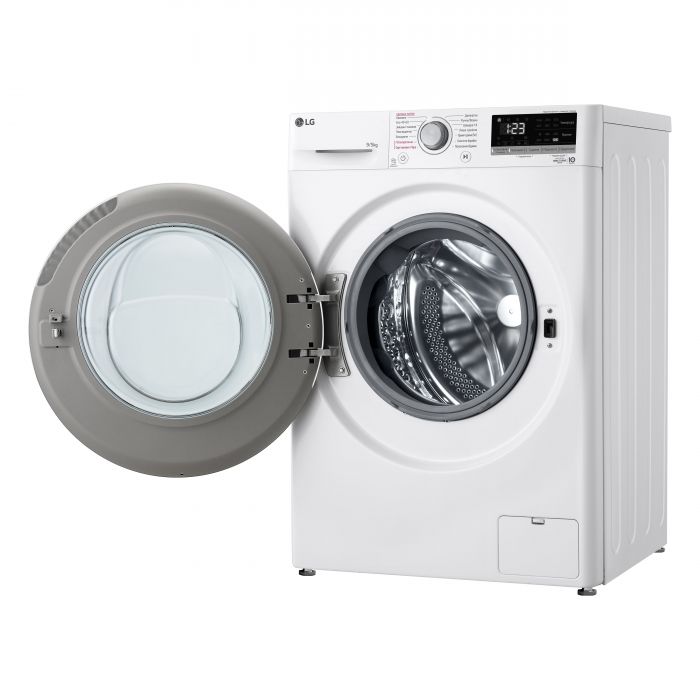 Прально-сушильна машина LG фронтальна, 9(5)кг, 1200, А, 48см, дисплей, пара, інвертор, білий