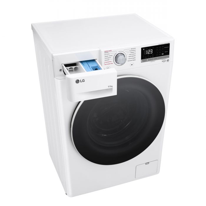 Прально-сушильна машина LG фронтальна, 9(5)кг, 1200, А, 48см, дисплей, пара, інвертор, білий